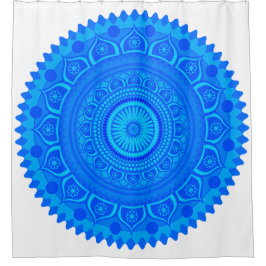 Cortina Para Chuveiro Azul-mandala índio