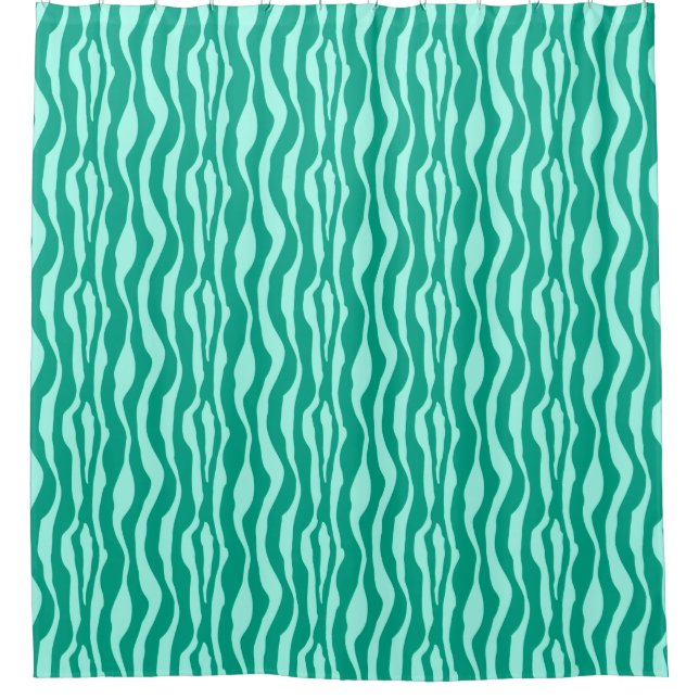 Cortina Para Chuveiro Bandas-zebra - Turquesa e Aqua (Frente)