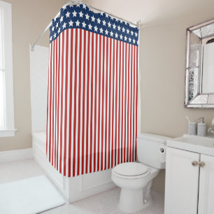 Cortina Para Chuveiro Bandeira dos Estados Unidos patriótica branco e