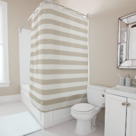 Cortina Para Chuveiro Beige and Ivory Stripes | Farmhouse Bathroom Decor