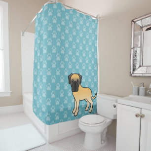 Cortina Para Chuveiro Bela Cartoon Fawn English Mastiff Dog Blue