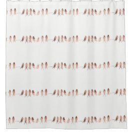 Cortina Para Chuveiro Belas aves de cobre em um fio | Cortina para Banhe