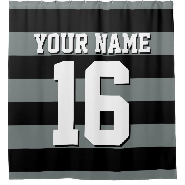 Cortina Para Chuveiro Black Charcarbonus Jersey Preppy Stripe (Frente)