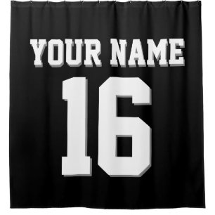 Cortina Para Chuveiro Black White Sports Jersey Team