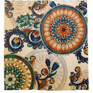 Cortina Para Chuveiro Bohemian Boho MOD Hippy Padrões Chic Coloridos