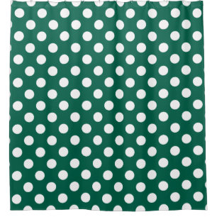 Cortina Para Chuveiro Bolinhas brancas em verde sage