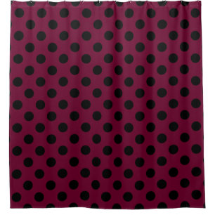 Cortina Para Chuveiro Bolinhas negras com burgundy