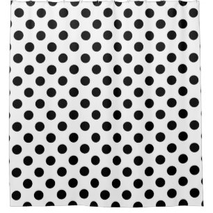 Cortina Para Chuveiro Bolinhas pretas em branco