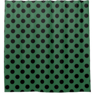Cortina Para Chuveiro bolinhas pretas em verde cinza