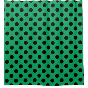 Cortina Para Chuveiro bolinhas pretas em verde fresco