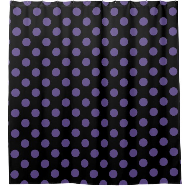 Cortina Para Chuveiro Bolinhas ultravioletas em preto (Frente)