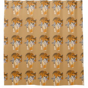 Cortina Para Chuveiro Bonito Padrão de Tigre Cortinas de Chás Temidas