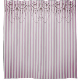 Cortina Para Chuveiro Boutique Stripes Lavanda / Chandeliers -
