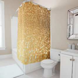 Cortina Para Chuveiro Brilho Dourado na moda luxuoso do amarelo
