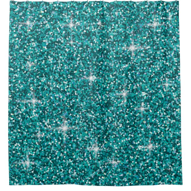 Cortina Para Chuveiro Brilho teal iridescente (Frente)
