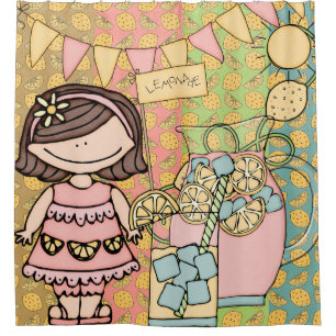 Cortina Para Chuveiro Brunette Girl Lemonade Stand