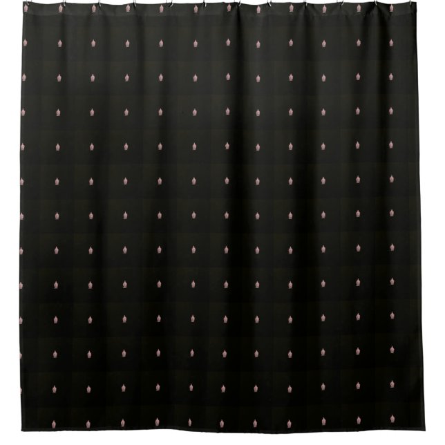 Cortina Para Chuveiro budista lilás em preto (Frente)