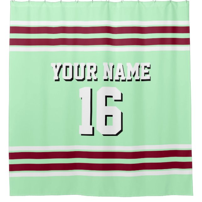 Cortina Para Chuveiro Burgundy White Stripes Sports Jersey (Frente)