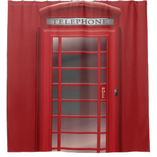 Cortina Para Chuveiro Caixa de chamada vermelha da cabine de telefone