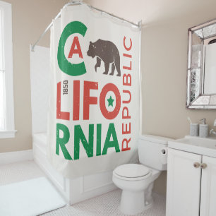 Cortina Para Chuveiro Califórnia com logotipo do urso de urso