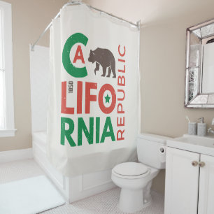 Cortina Para Chuveiro Califórnia com logotipo do urso de urso