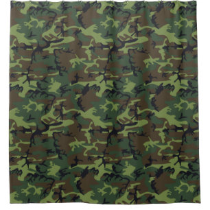 Cortina Para Chuveiro Camo Verde