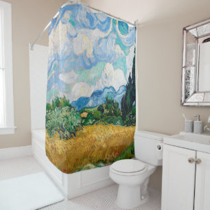 Cortina Para Chuveiro Campo de trigo com ciprestes por Vincent van Gogh