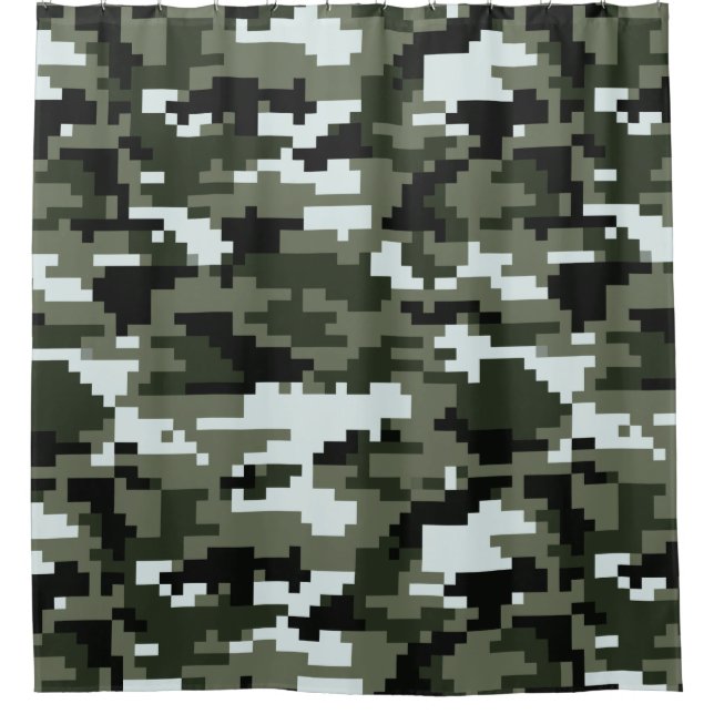 Cortina Para Chuveiro Camuflagem urbana digital de 8 bits/Camo (Frente)