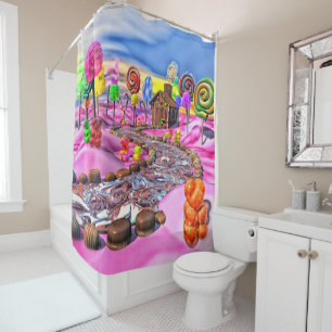 Cortina Para Chuveiro Candyland cor-de-rosa