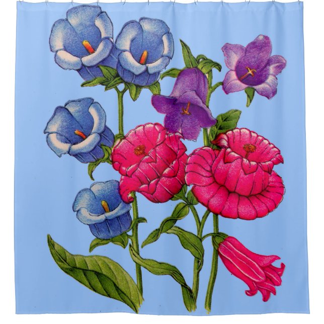 Cortina Para Chuveiro Canterbury bell Flores impressão (Frente)
