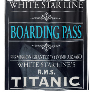 Cortina Para Chuveiro Cartão de Embarque da White Star Line Titanic Bran