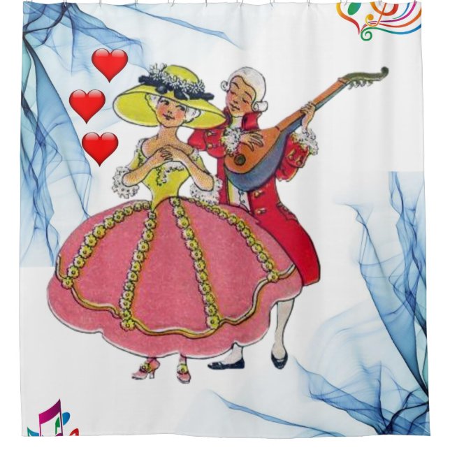 Cortina Para Chuveiro casal vitoriano cortina chá branca (Frente)