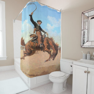 Cortina Para Chuveiro Cavaleiro ocidental do Bronc do vaqueiro da arte