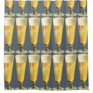 Cortina Para Chuveiro Cerveja de esboço gelado alta do vintage, bebida