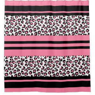 Cortina Para Chuveiro Chá Cortina/Chita Impressão rosa, Preto e Branco