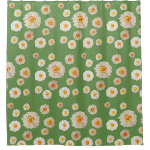 Cortina Para Chuveiro Chá de flores margaridas brancas