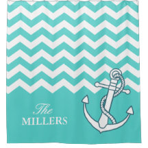 Chevron Zigzag Padrão Náutico Knot Anchor Aqua