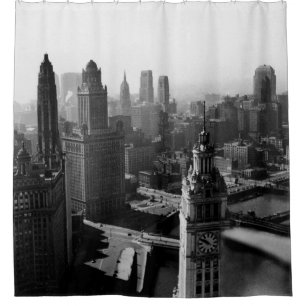 Cortina Para Chuveiro Chicago Skyline1930 de cima da fotografia da vista