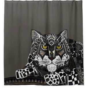 Cortina Para Chuveiro chumbo-leopardo-da-neve