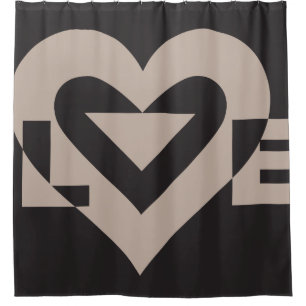 Cortina Para Chuveiro Cinza de amor em preto