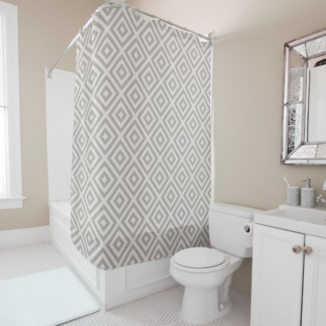 Cortina Para Chuveiro Cinza Diamond | Quarto de Banheiro Moderno (In Situ)