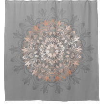 CINZA E ROSA DOURADO | Floral Mandala