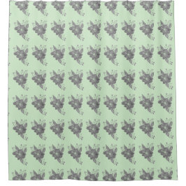 Cortina Para Chuveiro Cinza Floral Na Cortina De Chá Verde