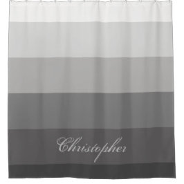 Cortina Para Chuveiro Cinzas geométricas modernas do inclinação com nome