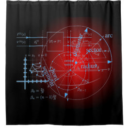 Cortina Para Chuveiro Círculo de Equações de Matemática Geometria Vermel