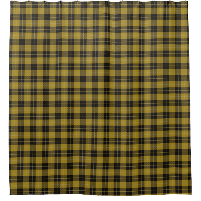 Cortina Para Chuveiro Clan Barclay Vestir Amarelo e Preto Tartan (Frente)