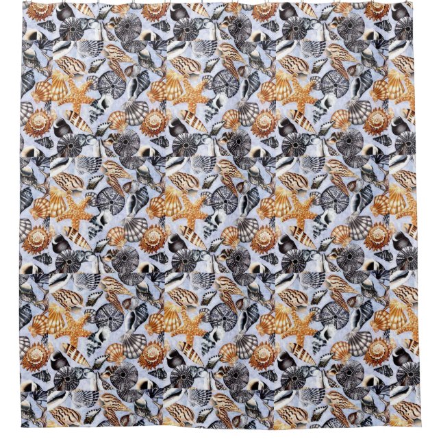 Cortina Para Chuveiro Conchas marítimas (Frente)