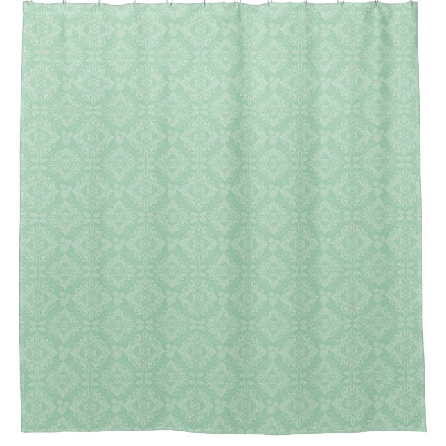 Cortina Para Chuveiro Cor damasco verde (Frente)