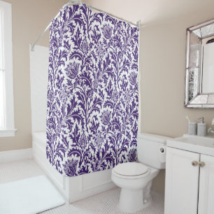 Cortina Para Chuveiro Cor do costume do cardo branco de William Morris