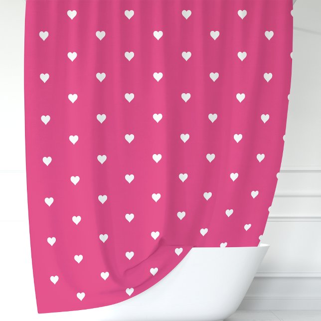 Cortina Para Chuveiro Corações Rosa Vibrante e Branco (Criador carregado)